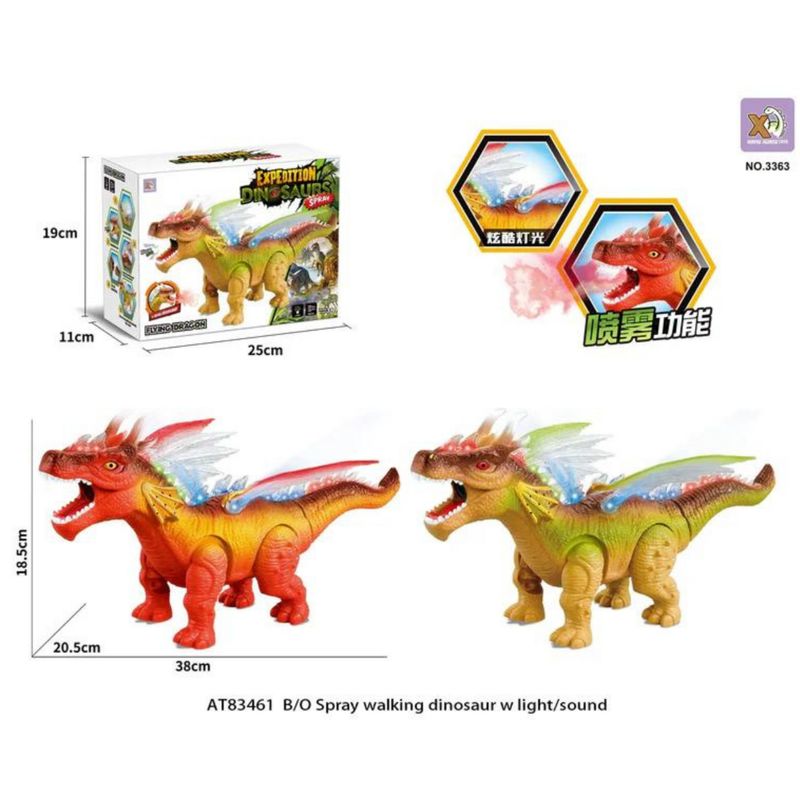 GENERICO - Dragon Juguete Con Luz Y Sonido Mide 19 Cm Aprox