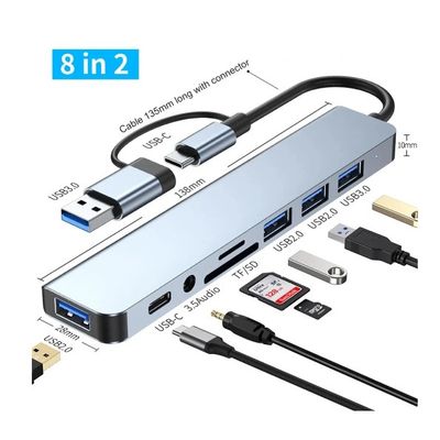 Imagen 2 del producto Hub Adaptador USB y Tipo C 8 en 2