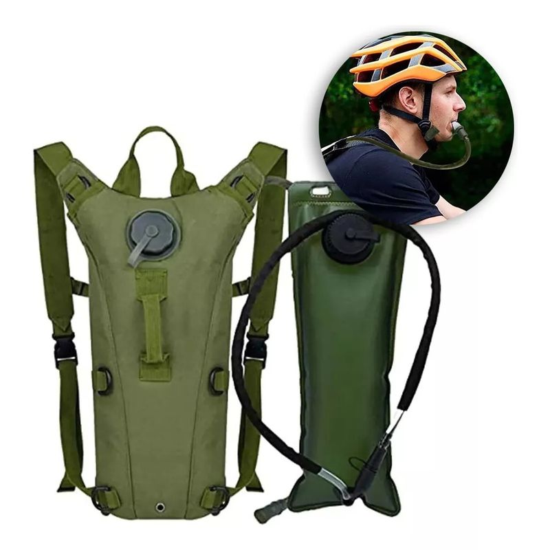GENERICO - Mochila Hidratante Ciclismo Trekking 2 Lts + bolsa Verde