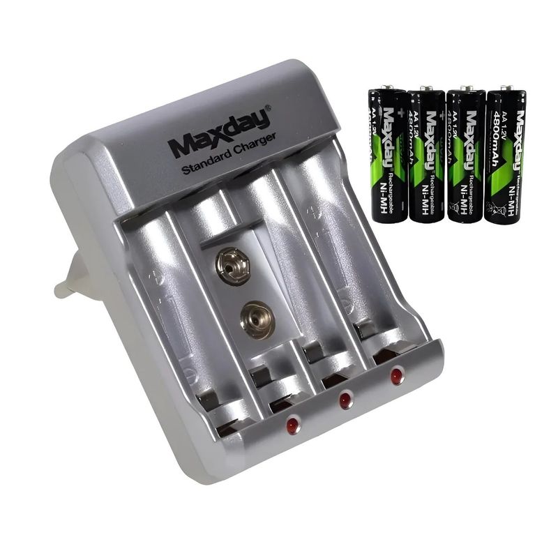 GENERICO - Cargador De Pilas Aa Aaa 9v +4 Batererias Aa Recargables