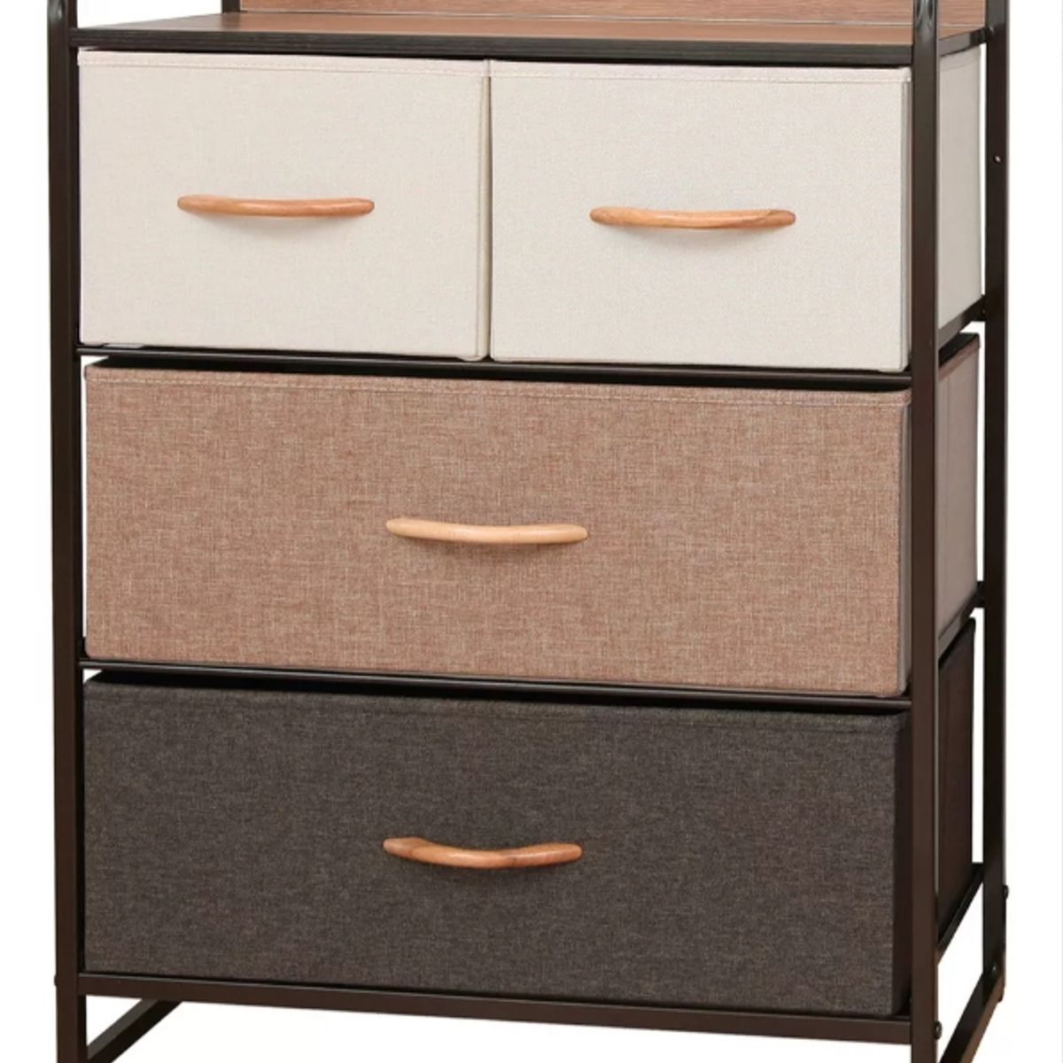 U BUY - Cajonera Organizador Comoda 4 Cajones Metal Madera Tela