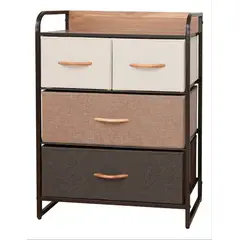 U BUY - Cajonera Organizador Comoda 4 Cajones Metal Madera Tela