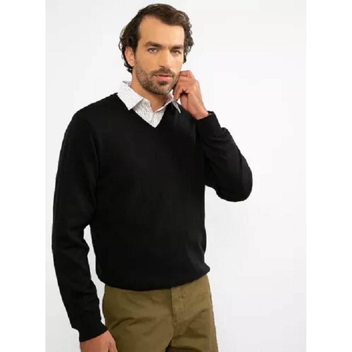 JAYSON - Sweater Manga Larga Ejecutivo Hombre Cuello En V clasico