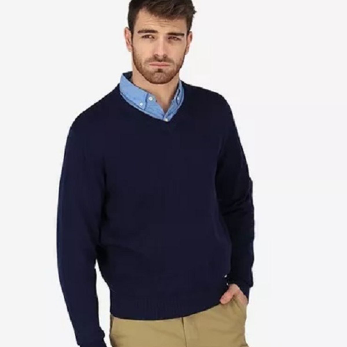 JAYSON - Sweater Manga Larga Ejecutivo Hombre Cuello En V clasico