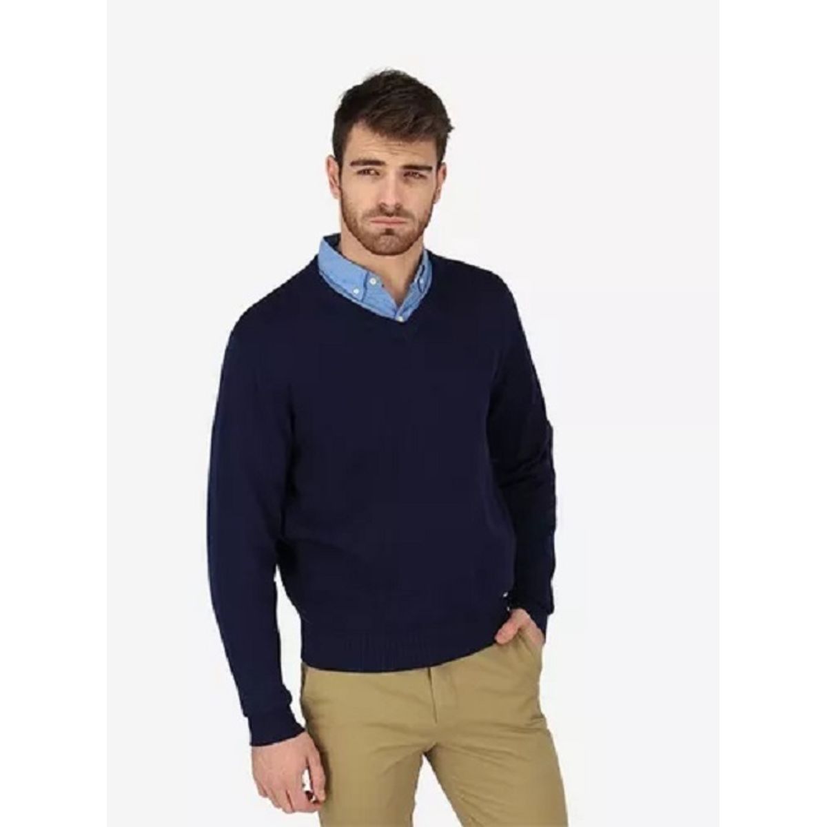 JAYSON - Sweater Manga Larga Ejecutivo Hombre Cuello En V clasico