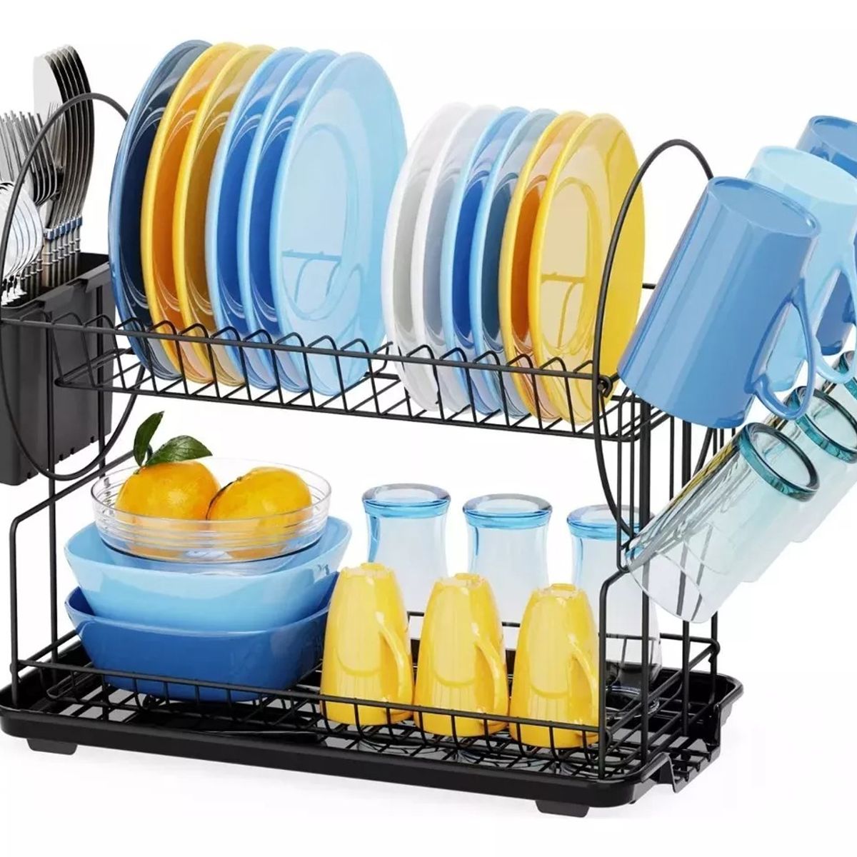 TNAKIEX - Secador Escurridor Loza Platos 2 Niveles Organizador Cocina Grande