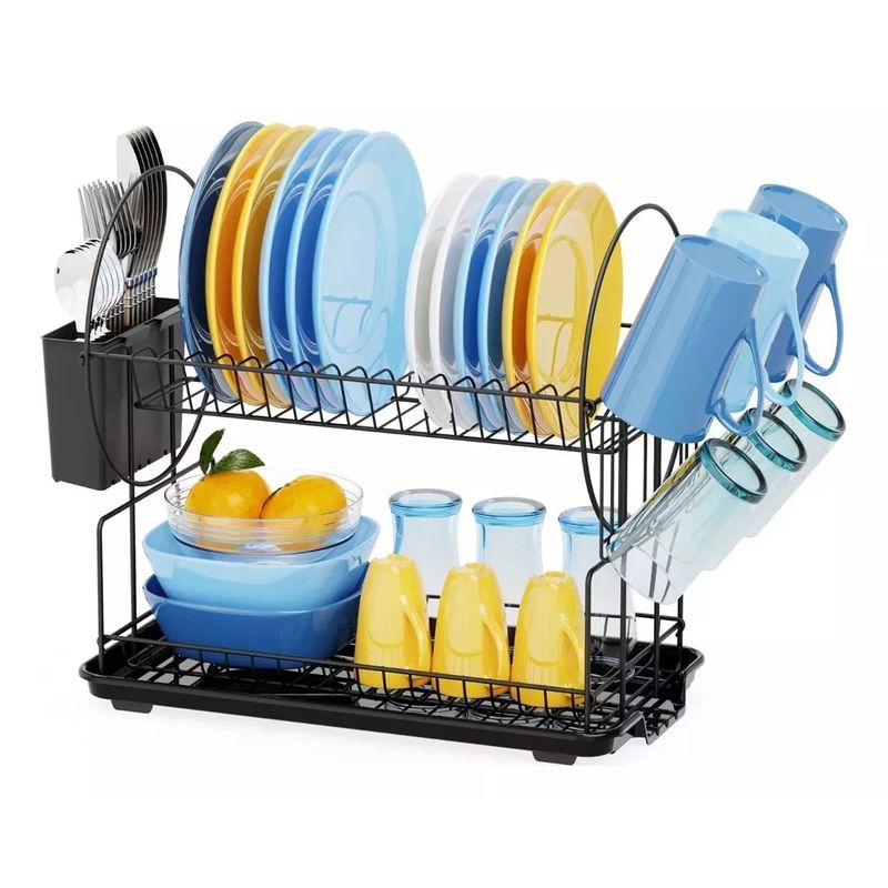 TNAKIEX - Secador Escurridor Loza Platos 2 Niveles Organizador Cocina Grande