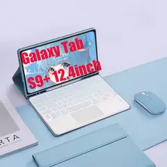 SHARGE - Teclado y Ratón BT Galaxy Tab S10+/S9+/S9FE+ 12.4in Backlight Ñ-Azul