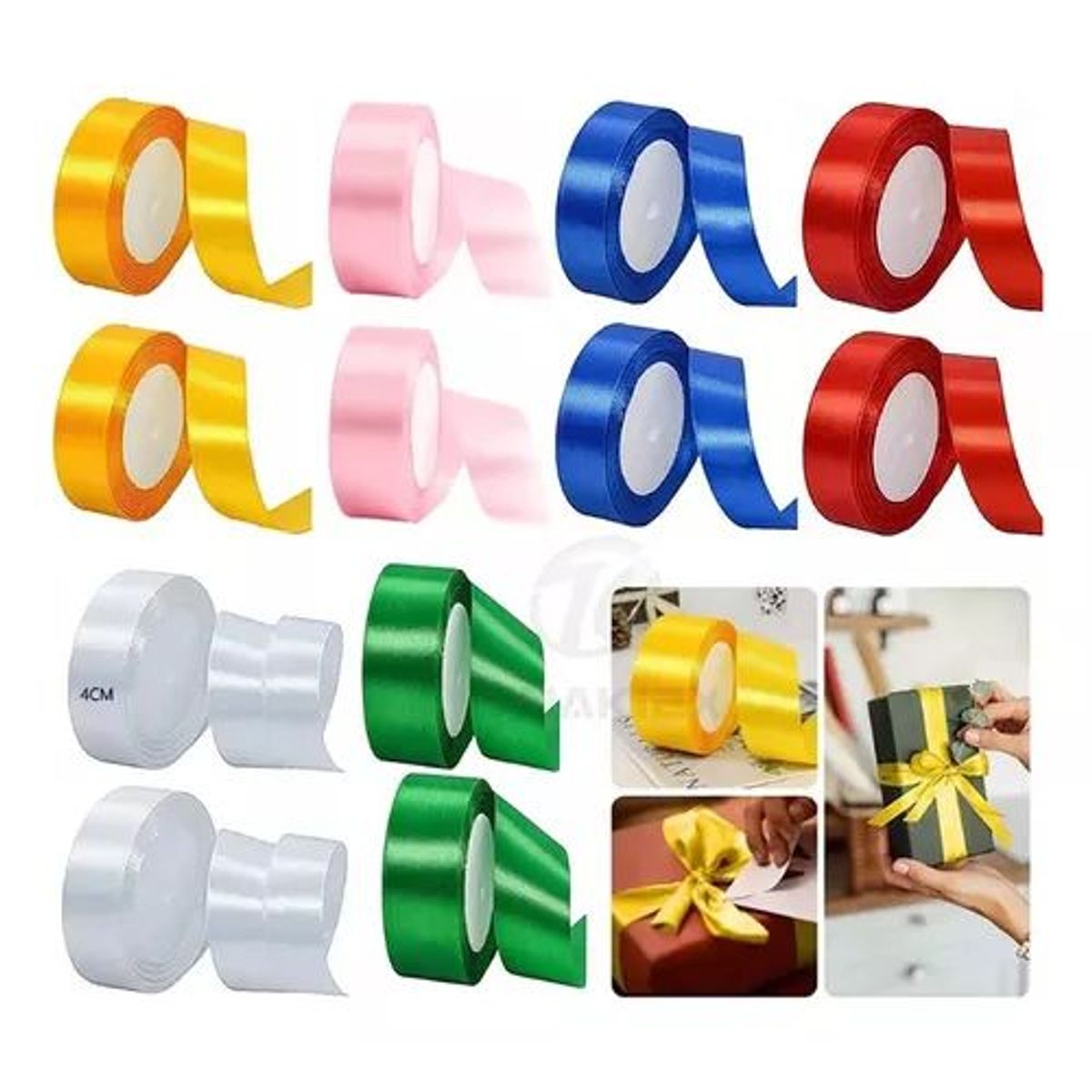 TNAKIEX - 12 Rollos De Cinta De Tela De Satén De 4 Cm X 264 M