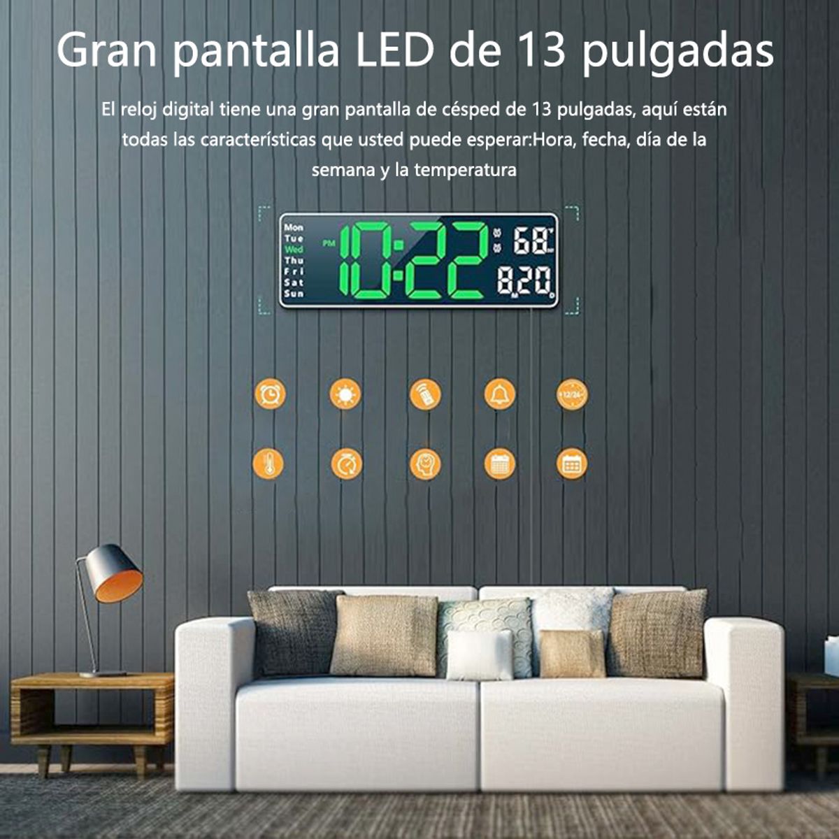 TNAKIEX - Reloj De Pared Digital Decorativo Led Pantalla Grande