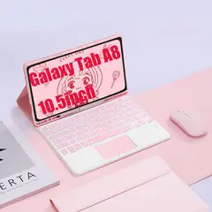 SHARGE - Teclado y Ratón BT Galaxy Tab A8 10.5in Backlight Tocar Ñ-Rosa