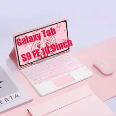 SHARGE - Teclado y Ratón BT Galaxy Tab S9 FE 10.9in Backlight Tocar Ñ-Rosa