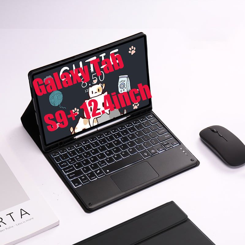 SHARGE - Teclado y Ratón BT Galaxy Tab S10+/S9+/S9FE+ 12.4in Backlight Ñ-Negro