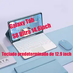 SHARGE - Teclado y Ratón BT Galaxy Tab S8 Ultra 14.6in Backlight Tocar Ñ-Azul