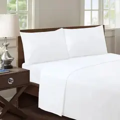 GENERICO - SABANA DE ALGODON UNICOLOR 2 PLAZAS BLANCO 4 PIEZAS GRS