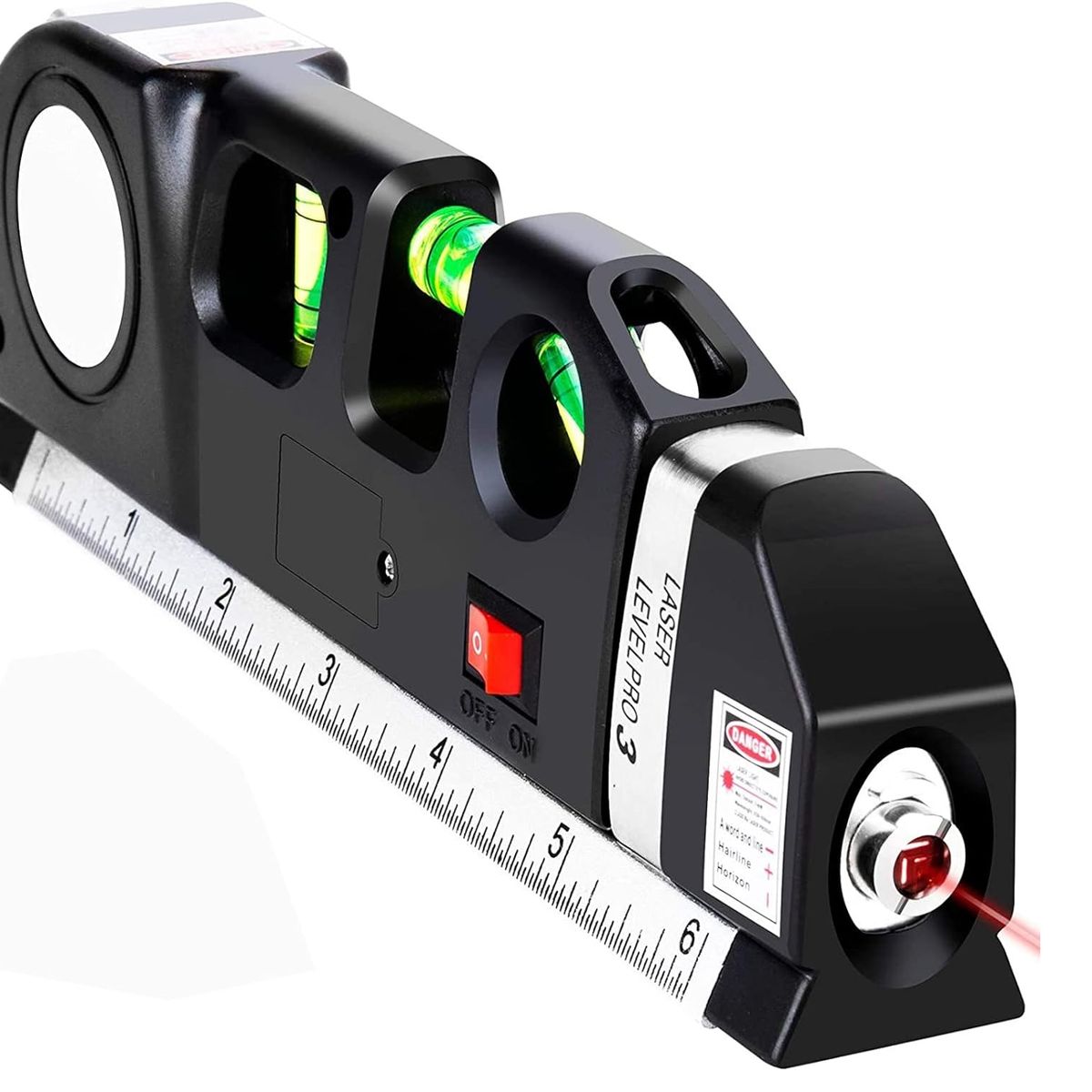 GENERICO - Cinta Métrica Regla Nivel Láser Horizontal Level Pro 3 Modos