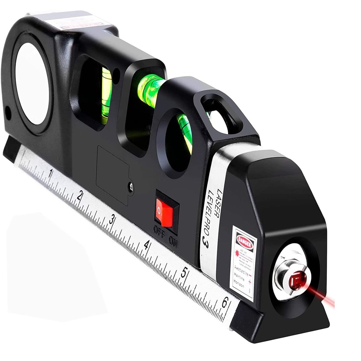 GENERICO - Cinta Métrica Regla Nivel Láser Horizontal Level Pro 3 Modos