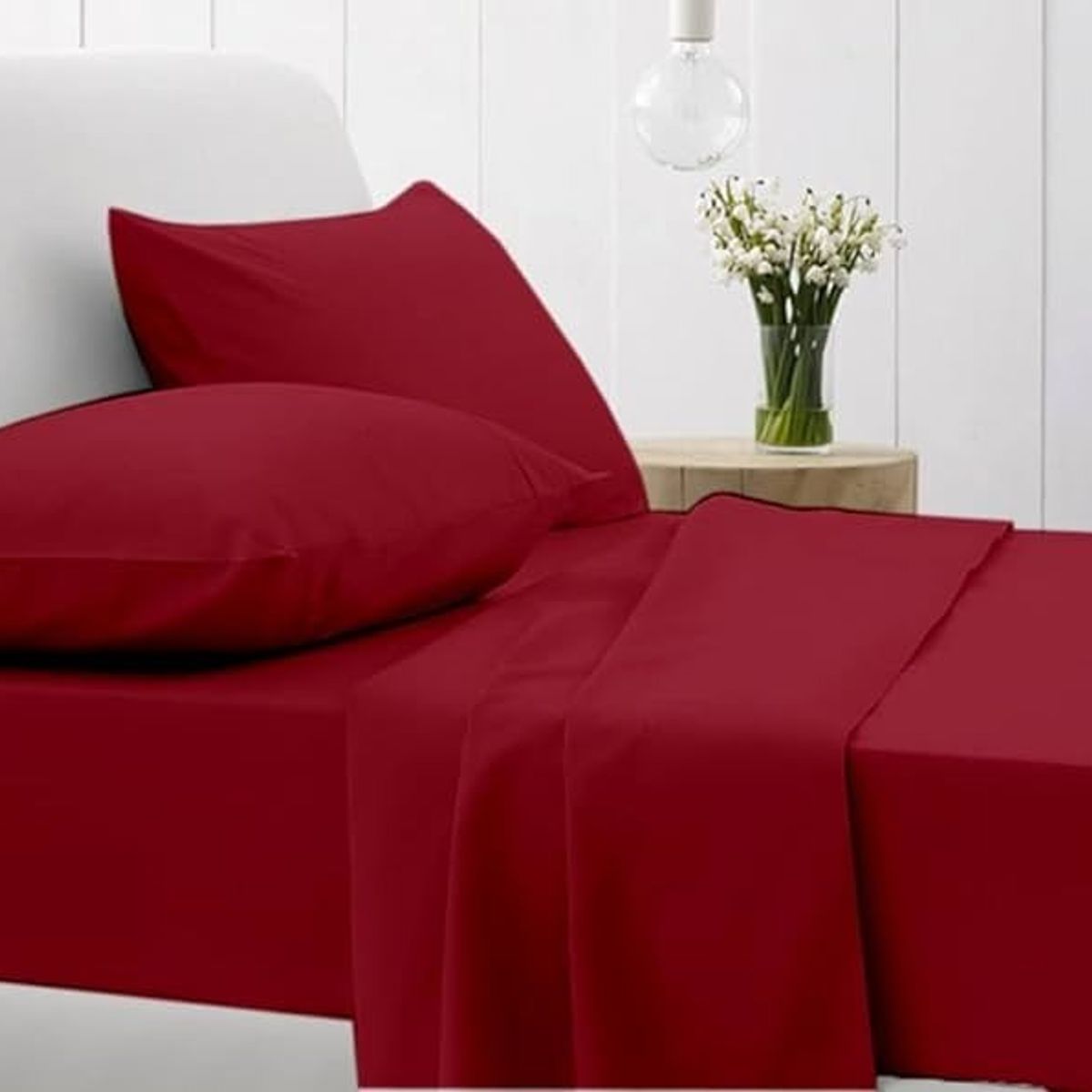 GENERICO - SABANA BURDEO 2 PLAZA UNICOLOR 4 PIEZAS MATERIAL DE ALGODON WYM