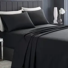GENERICO - SABANA NEGRO 2 PLAZA UNICOLOR 4 PIEZAS MATERIAL DE ALGODON WYM