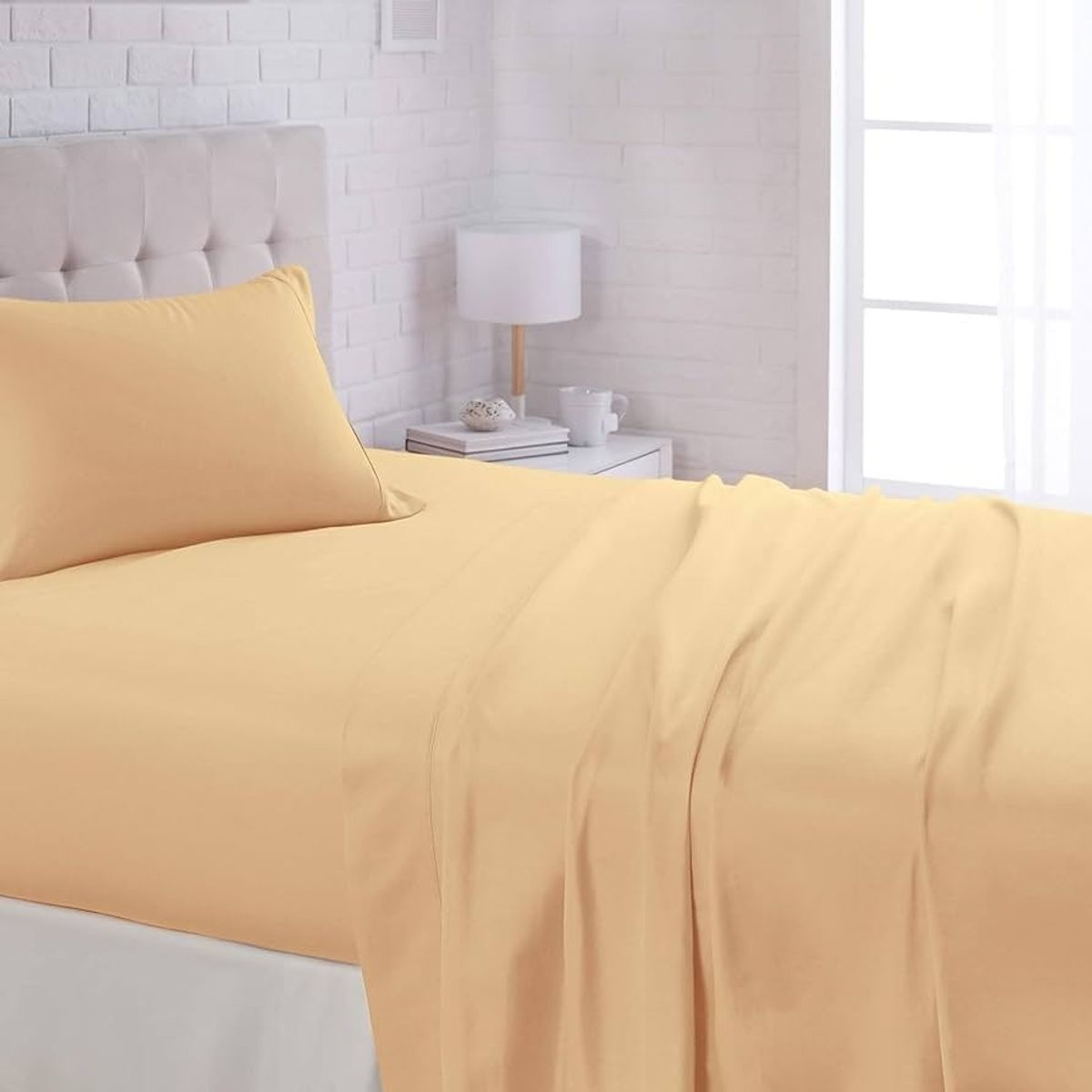 GENERICO - SABANA BEIGE 2 PLAZA UNICOLOR 4 PIEZAS MATERIAL DE ALGODON WYM