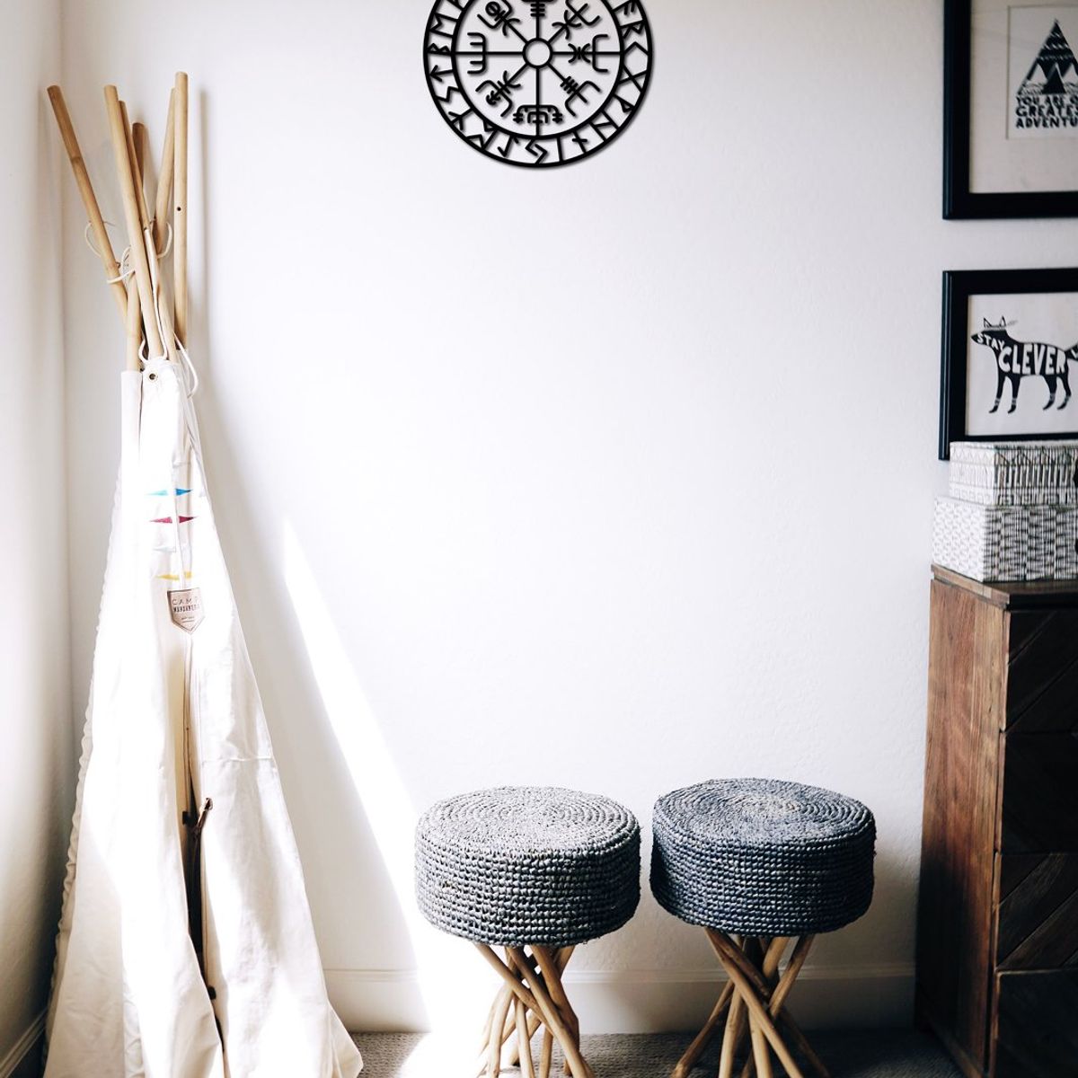 ELAB PROPIA - Cuadro Decorativo Vikingo Vegvísir 35 cm - Madera Fun Republic