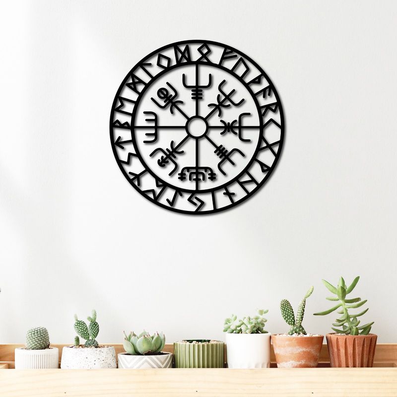 ELAB PROPIA - Cuadro Decorativo Vikingo Vegvísir 35 cm - Madera Fun Republic