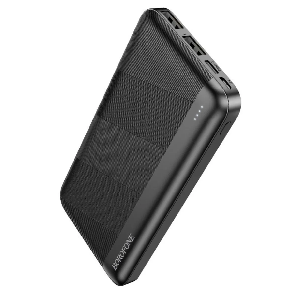 HOCO - Power Bank Portatil 10000 mAh Negro Borofone 2 USB  Tipo C  Micro USB