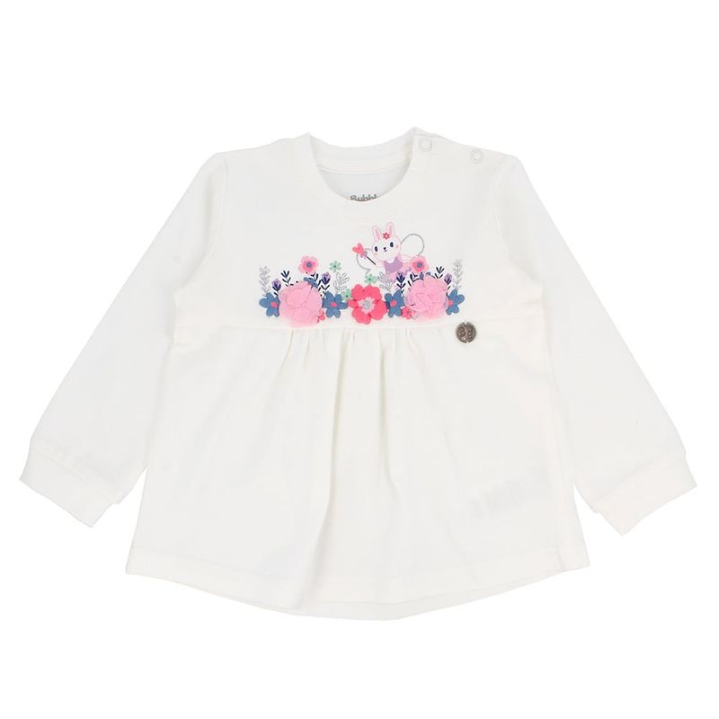 BUBBLE GUMMERS - Polera Bebés Manga Larga Bubblegummers Blanca Crema