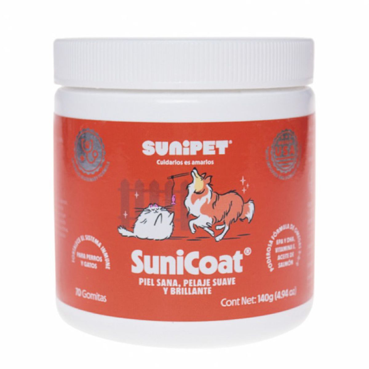 SUNIPET - Suplemento Sunicoat Piel y Pelaje Para Perros Gatos 70und