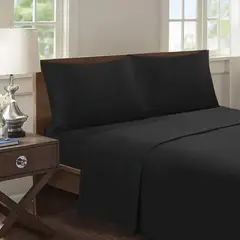 GENERICO - SABANA UNICOLOR 4 PIEZAS MATERIAL DE ALGODON NEGRO 1.5 PLAZA GRS