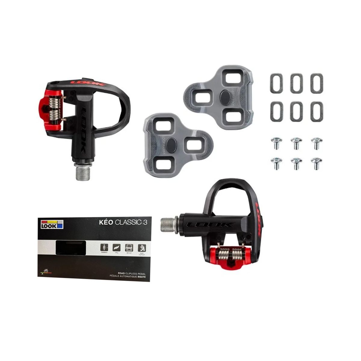 GENERICO - Pedales Look Kéo Classic 3 + Calas Kéo Grip Ruta Bicicleta