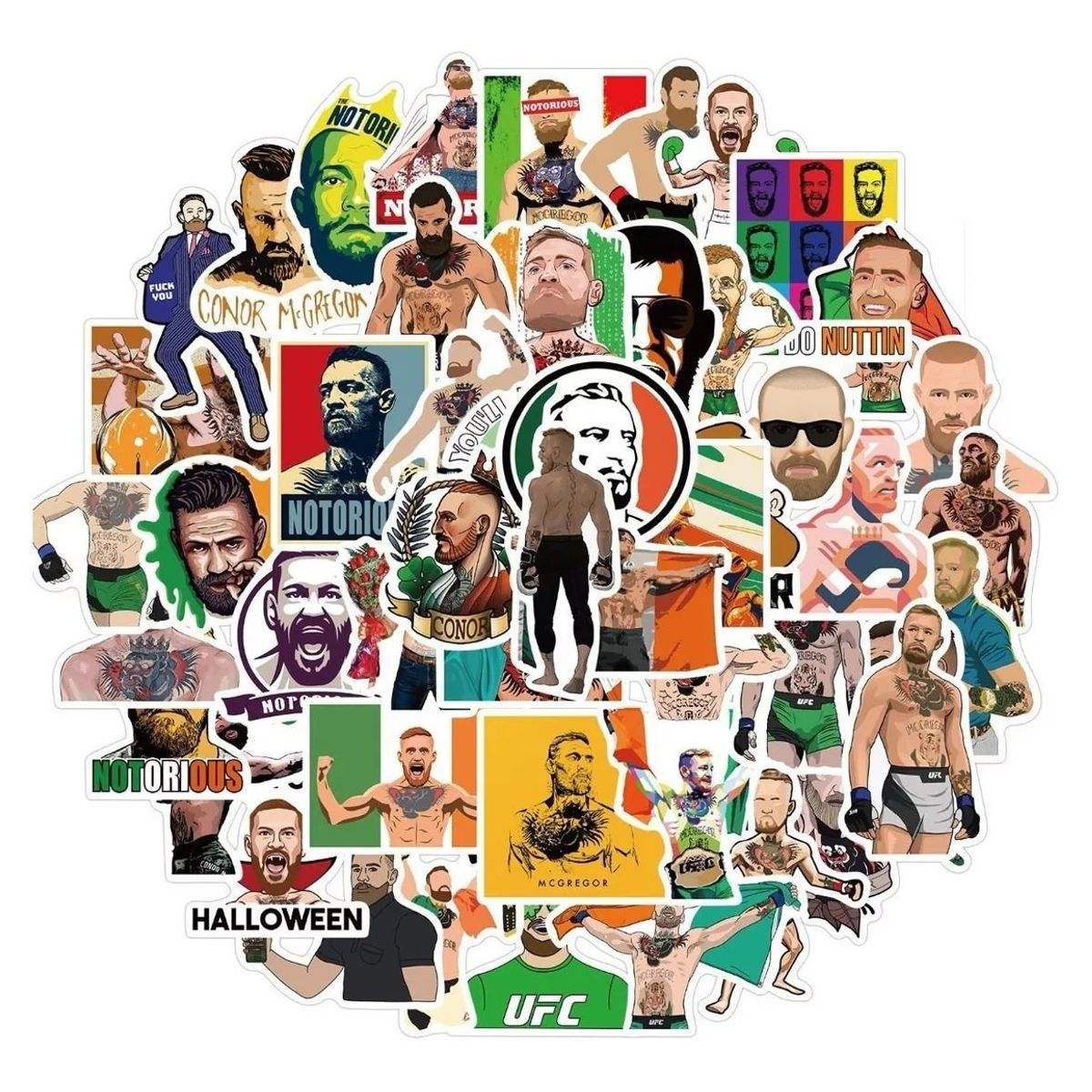 GARSIL - 50 Stickers Conor Mcgregor - Etiquetas Autoadhesivas