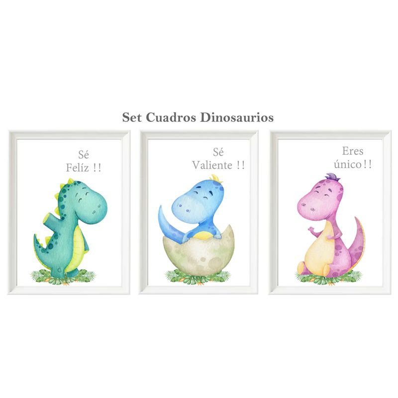 DECORACION CREATIVA - Set Cuadro Infantil niño - Dinosaurio