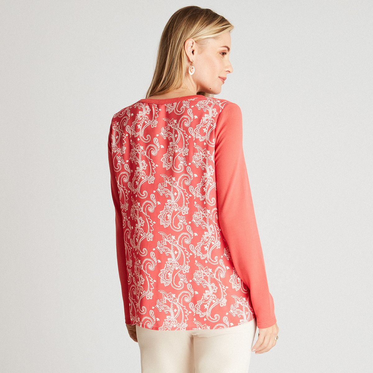 CURVI - Polera Camant Coral Manga Larga Cuello Redondo CURVI