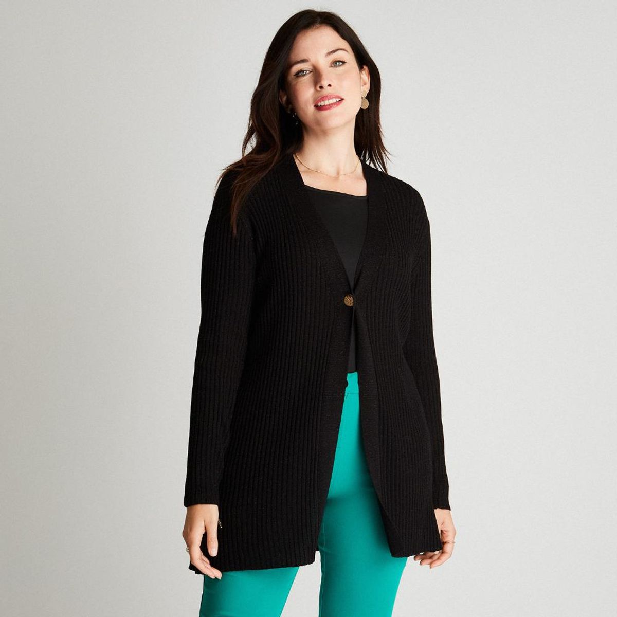 LORENZO DI PONTTI - Tapado Negro Manga Larga Cuello V LORENZO DI PONTTI