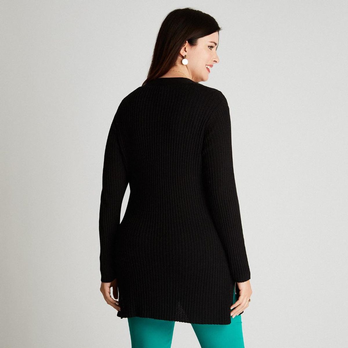 LORENZO DI PONTTI - Tapado Negro Manga Larga Cuello V LORENZO DI PONTTI