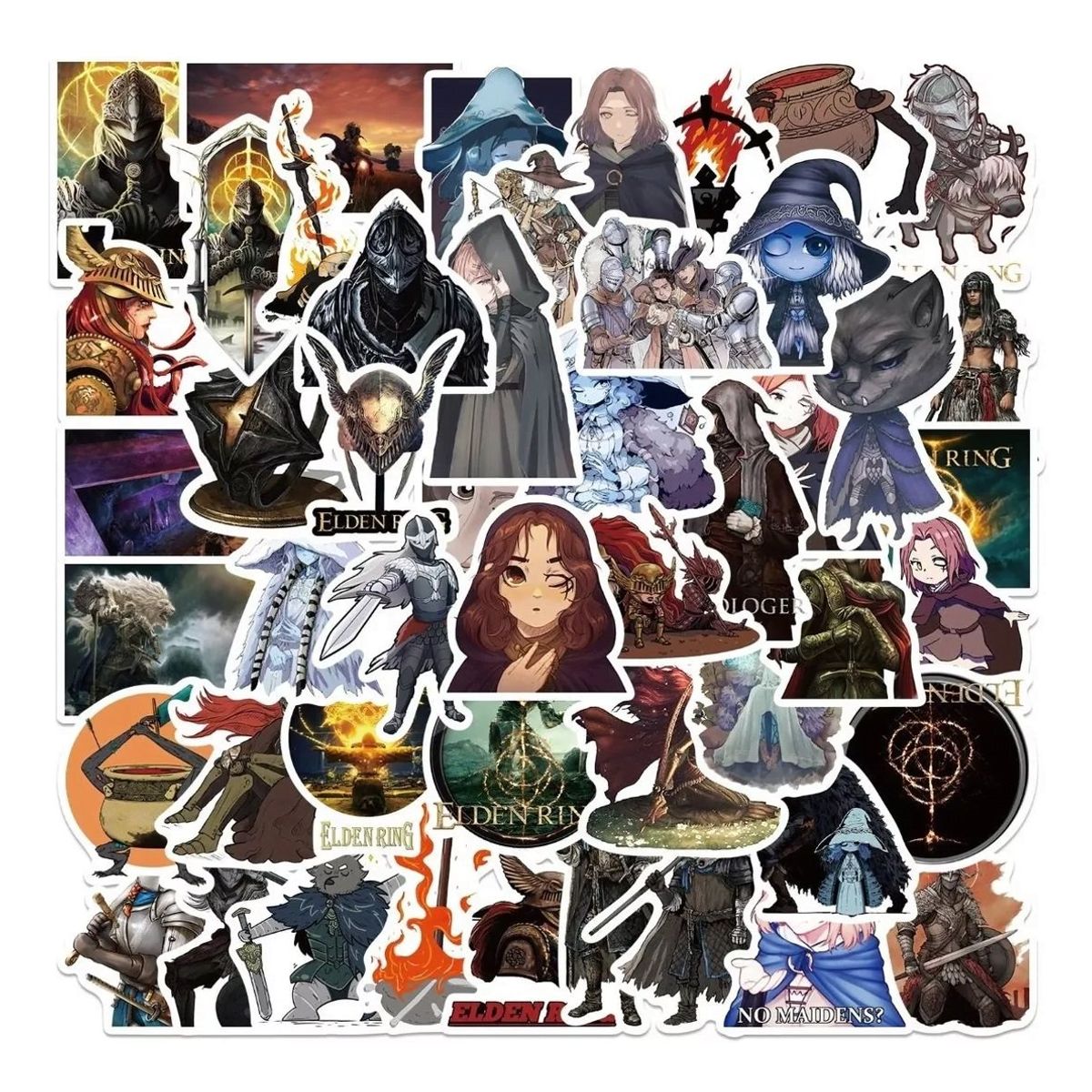 GARSIL - 50 Stickers de  Elden Ring - Etiquetas Autoadhesivas