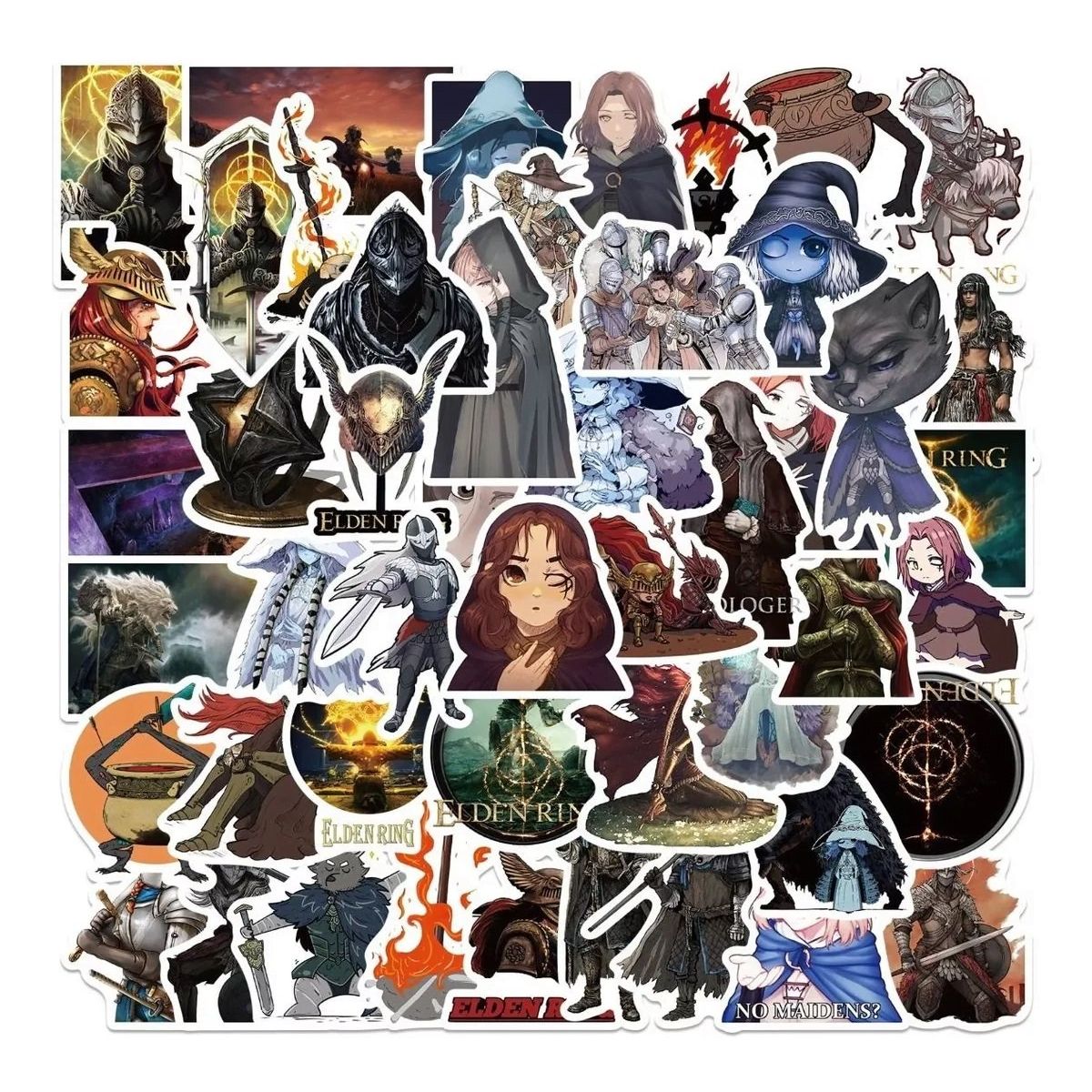 GARSIL - 50 Stickers de  Elden Ring - Etiquetas Autoadhesivas