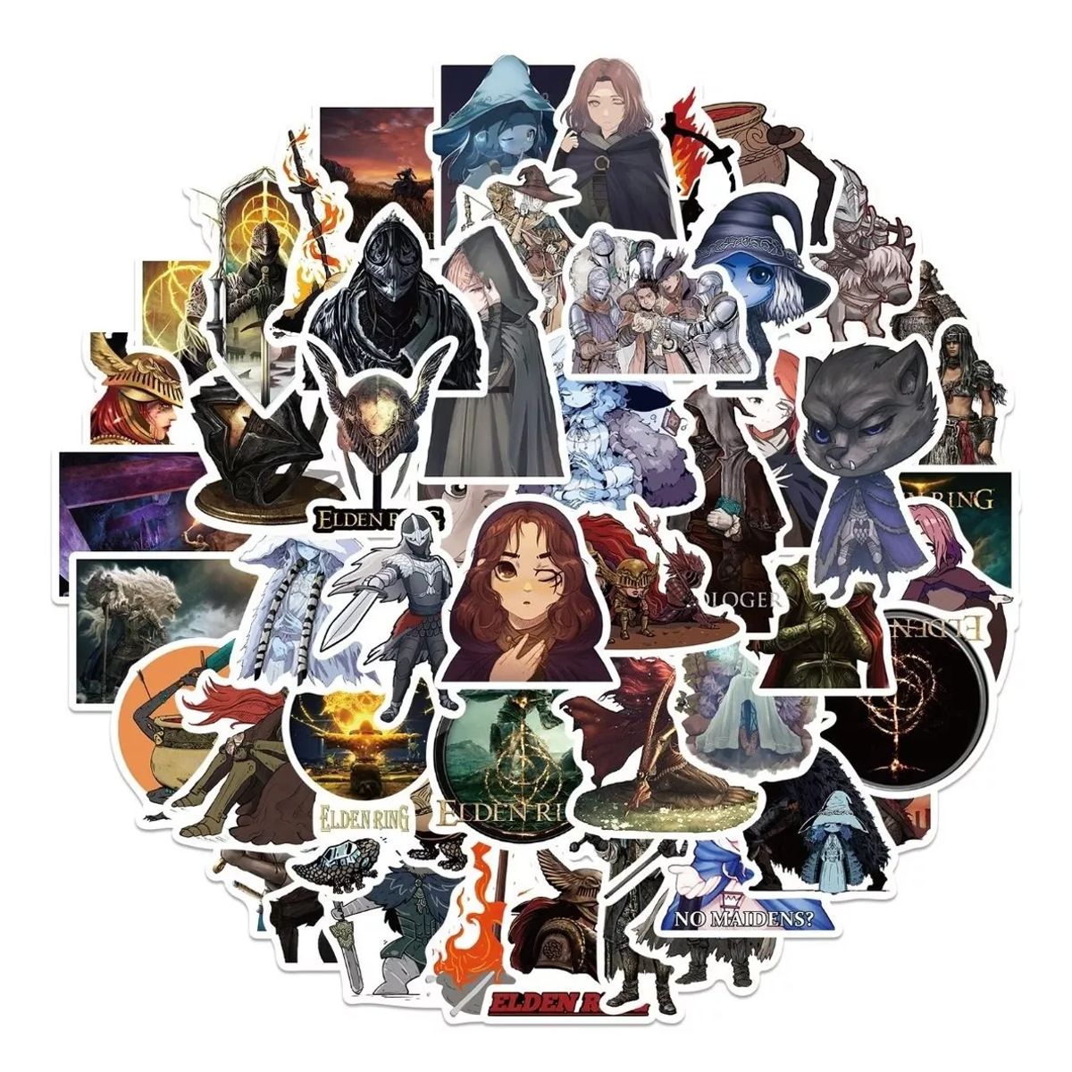 GARSIL - 50 Stickers de  Elden Ring - Etiquetas Autoadhesivas
