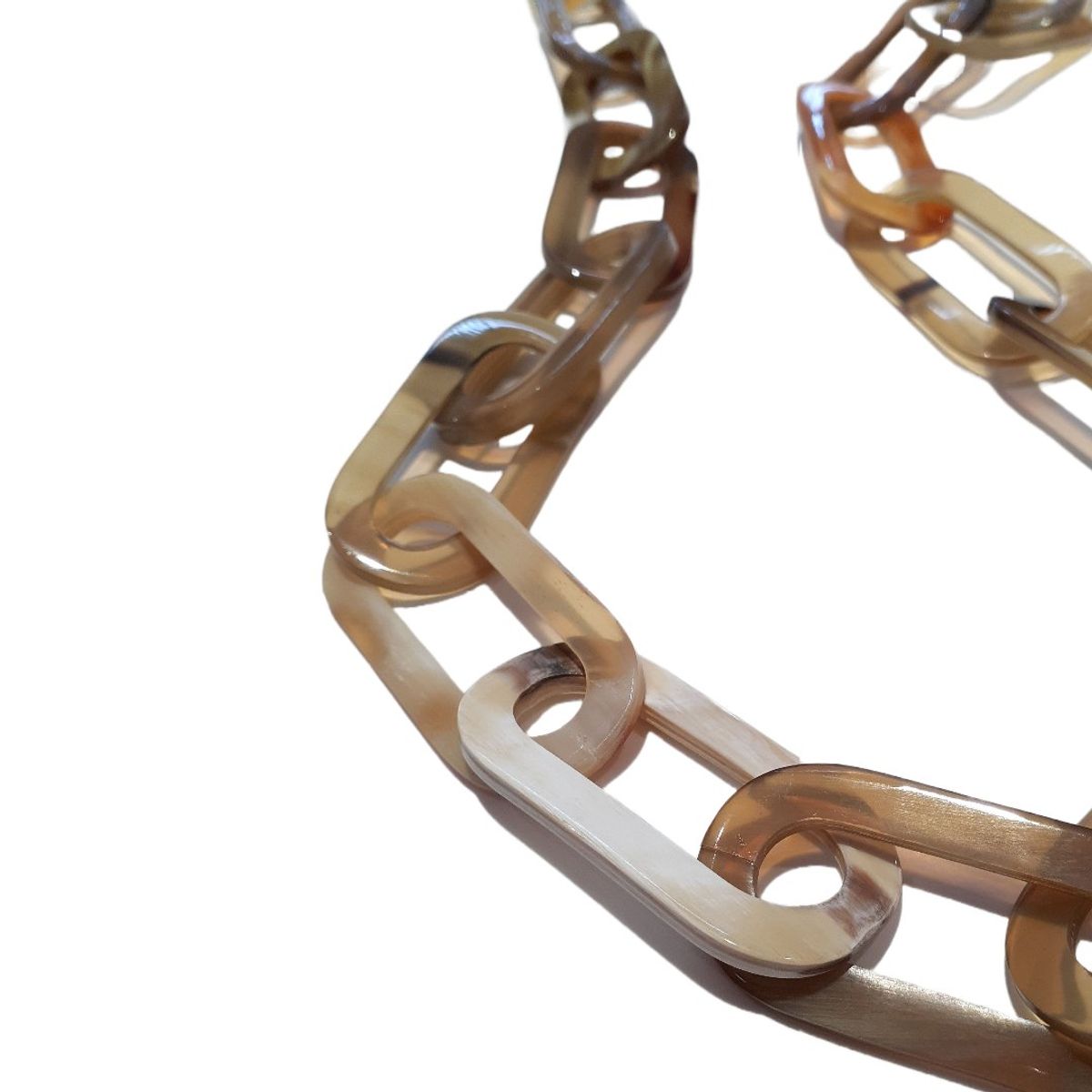 VANE COLLECTION - Collar para mujer maxi largo eslabones rectangulo redondo de hueso