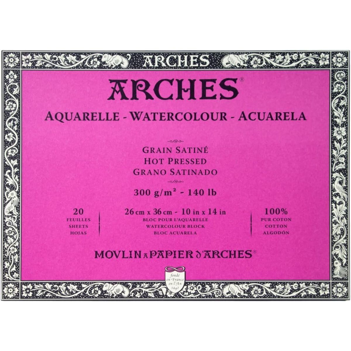 ARCHES - Block Papel Acuarela Arches 300g Grano Satinado 26x36cm 20H