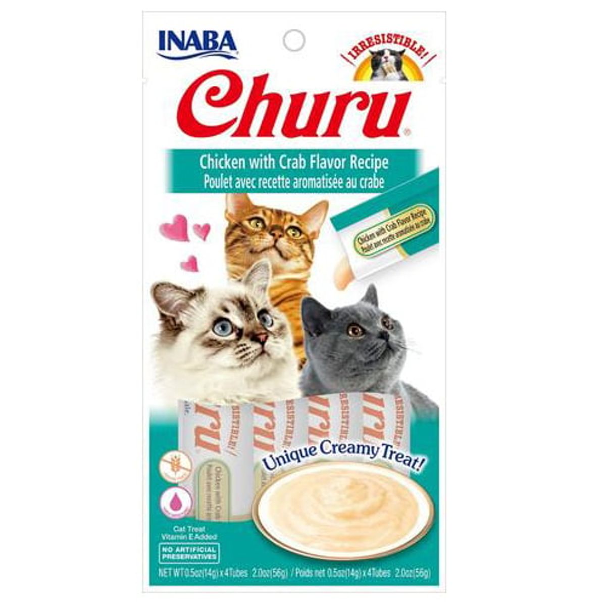 CHURU - Inaba Churu Gato, Pollo con Cangrejo, 56 g