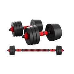 GENERICO - Set De Mancuernas 10kg Barra Armable Ajustable