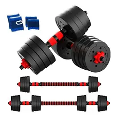 GENERICO - Set De Mancuernas 20kg Barra Armable Ajustable Color Negro