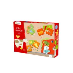 GENERICO - Caja 4 Juegos Granja Puzzle rompecabezas Loto Juego