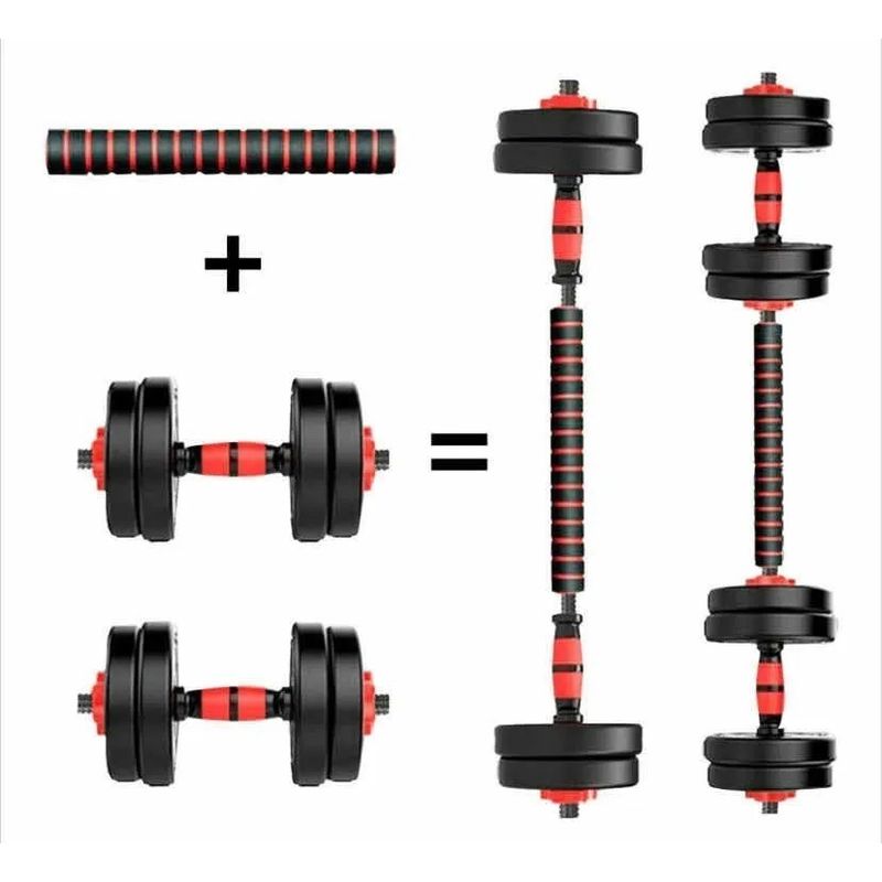 GENERICO - Set De Mancuernas 10kg Barra Armable Ajustable