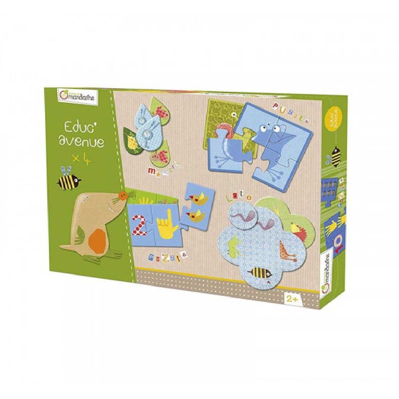 GENERICO - Set 4 Puzzles Didacticos Para Memorizar Loto Juego