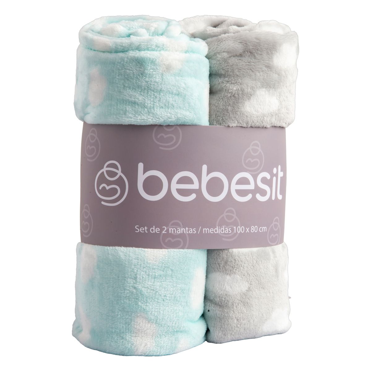 BEBESIT - Pack 2 Mantas Bebe Hipoalergénica 110*150 cm Celeste Bebesit