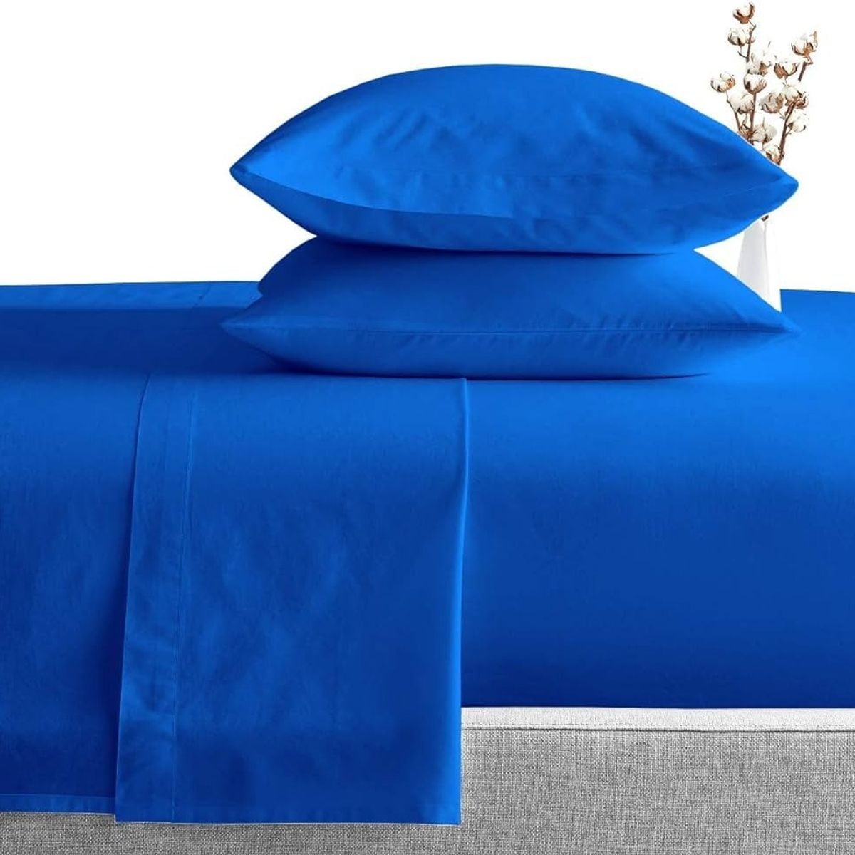 GENERICO - SABANA AZUL KING UNICOLOR 4 PIEZAS MATERIAL DE ALGODON MARIA