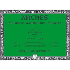 ARCHES - Block Papel Acuarela 300gr Grano Fino 26x36cm 20H